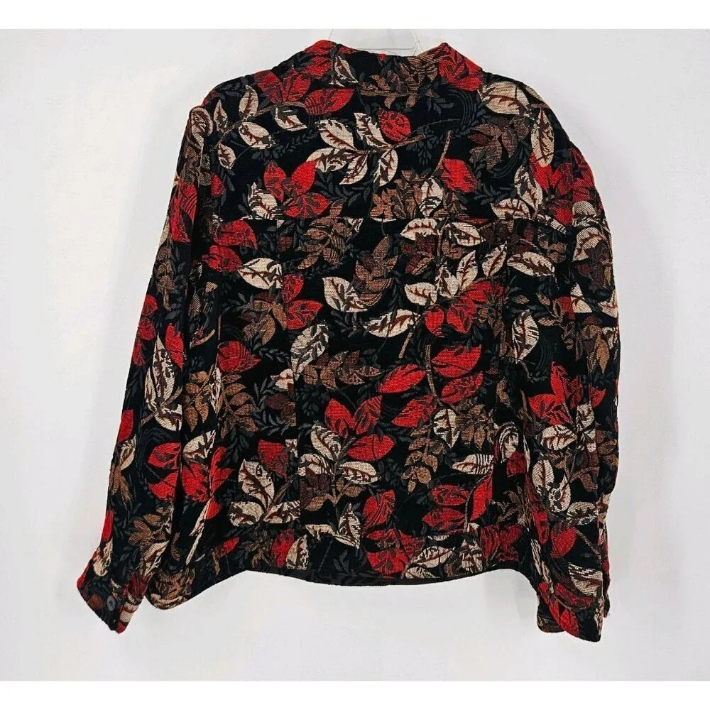 Analogy Plus Size 2X Reversible Jacket Tapestry Embroider Floral Jacket Brocade